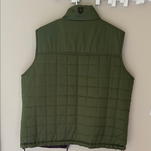 Ruff Hewn Olive Green Brown Reversible Quilted Zip Vest Women XL - Picture 3 of 5